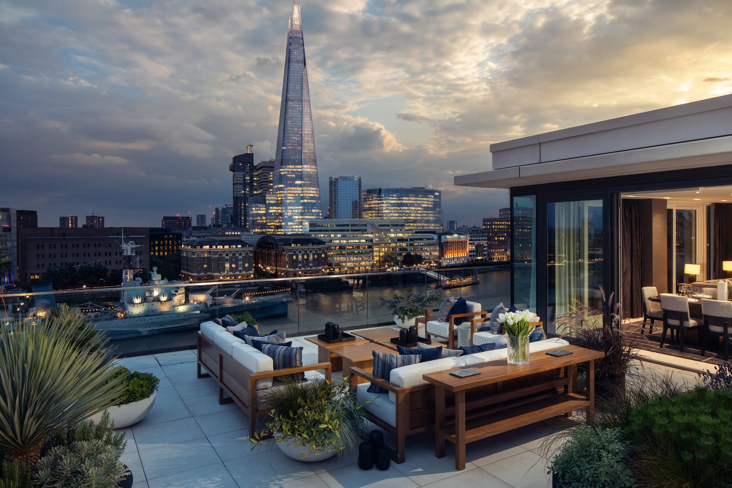 Terrace at dusk